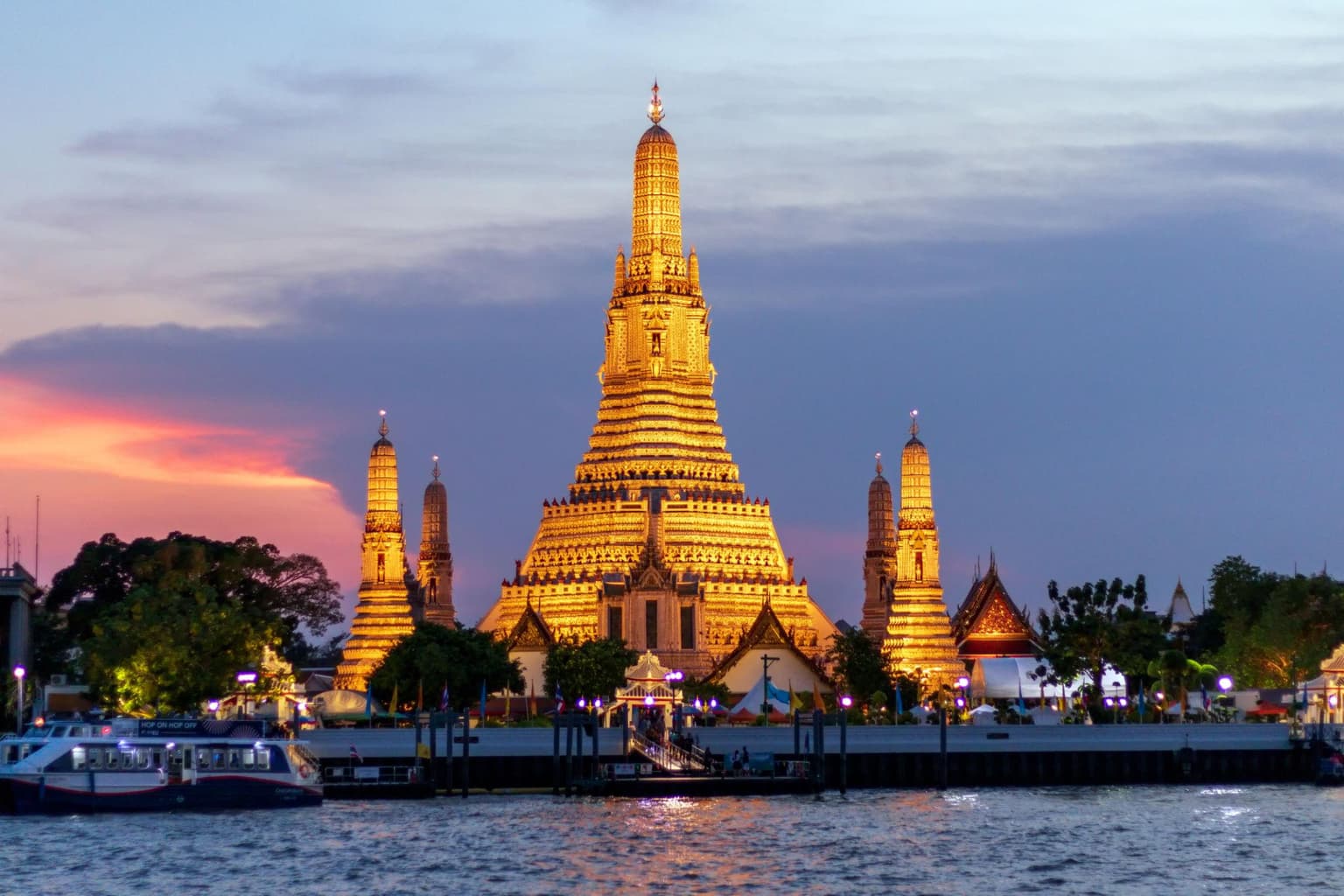 Wat Arun Temple at sunset time in Bangkok  Thailand